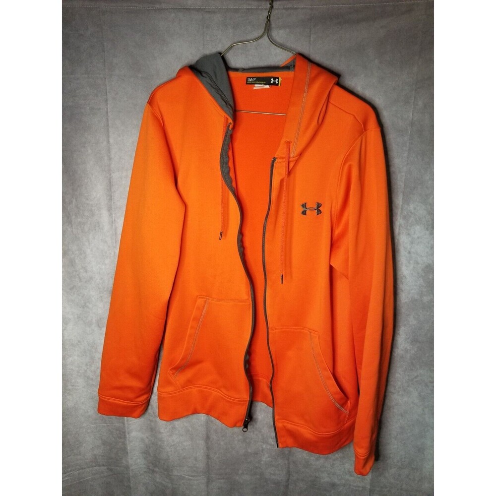 Under Armour Orange Full Zip Hooded Jacket Mens SZ S